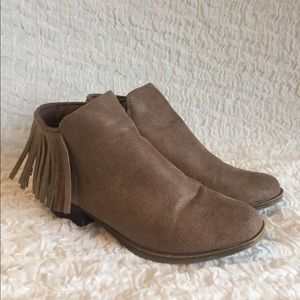 Brown fringe boots